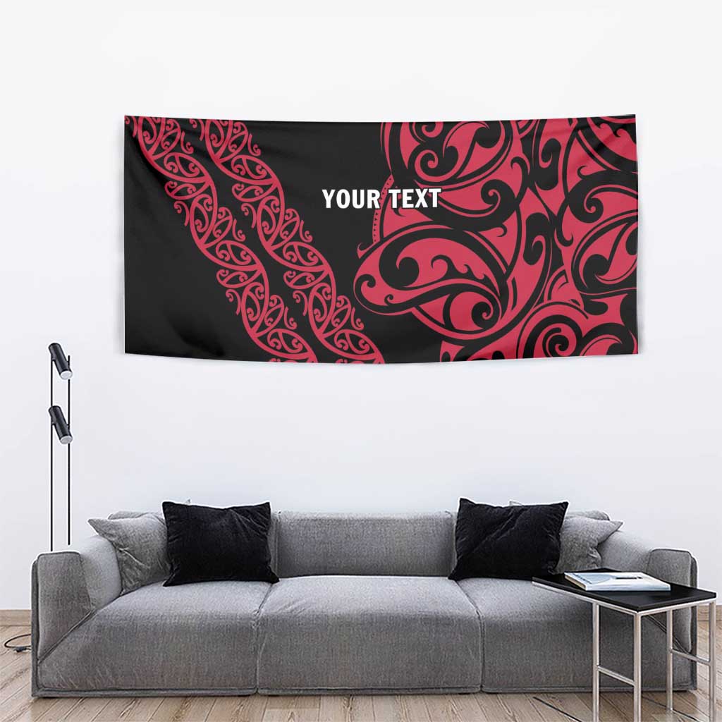 All Black Maori Tribal Tattoo Personalised Tapestry Classic Red Polynesian Style - Polynesian Pride