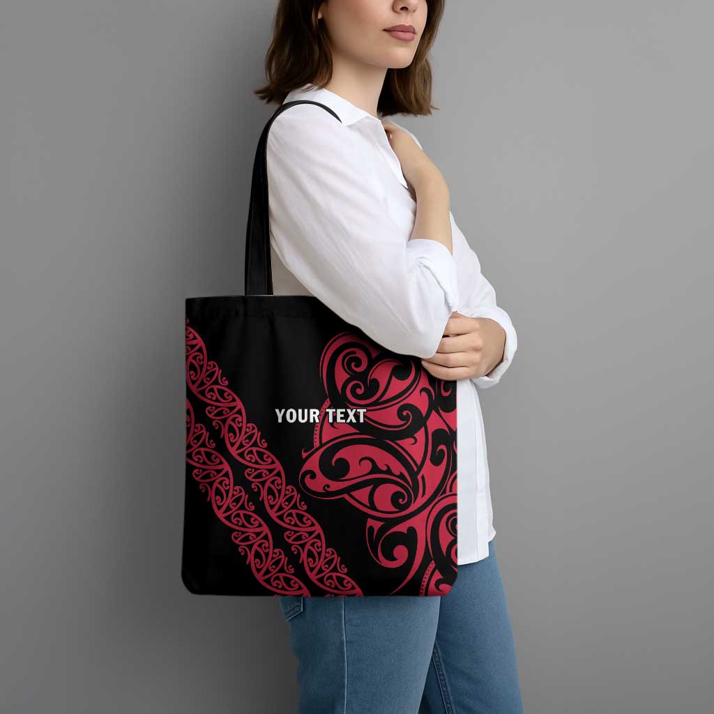 All Black Maori Tribal Tattoo Personalised Tote Bag Classic Red Polynesian Style - Polynesian Pride