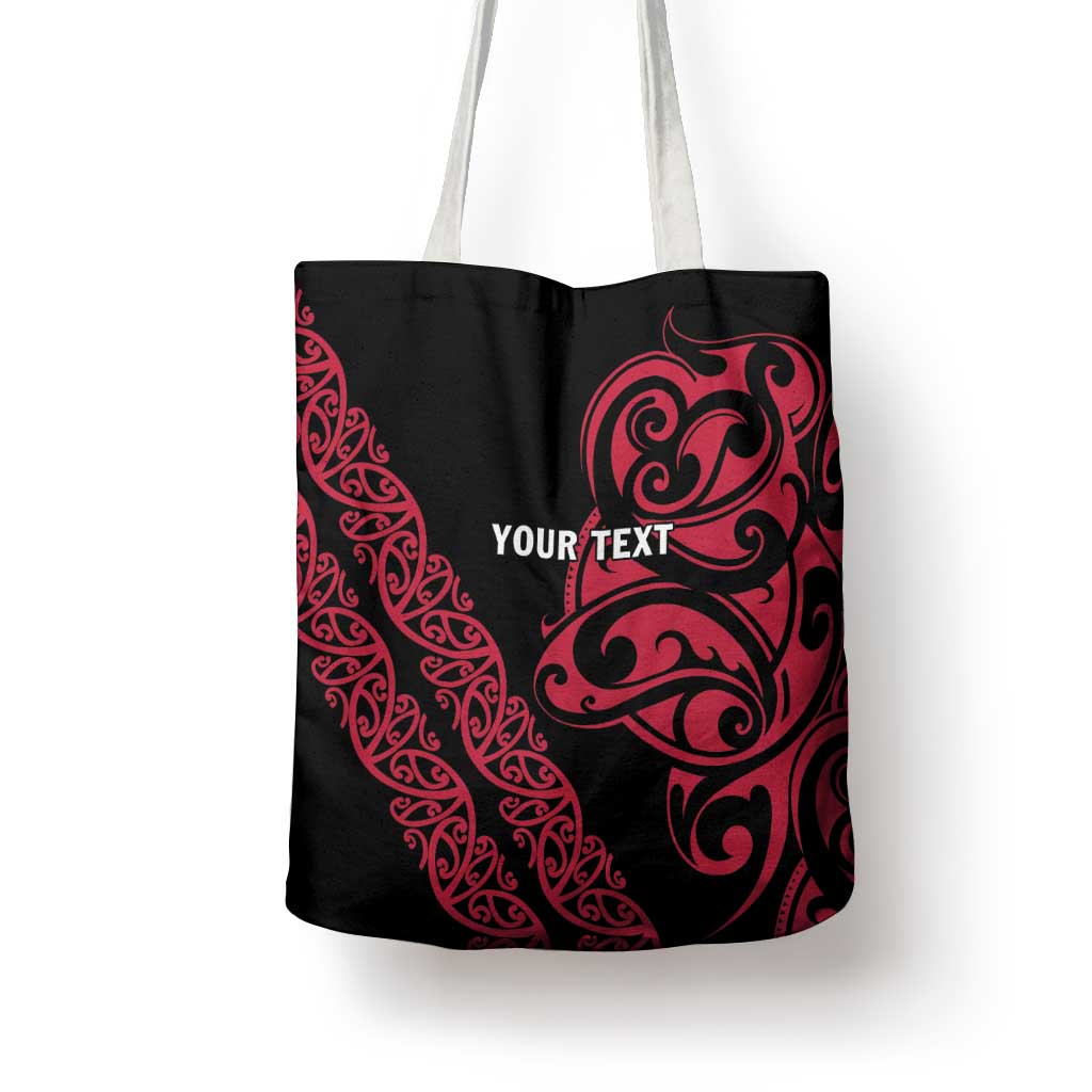 All Black Maori Tribal Tattoo Personalised Tote Bag Classic Red Polynesian Style - Polynesian Pride