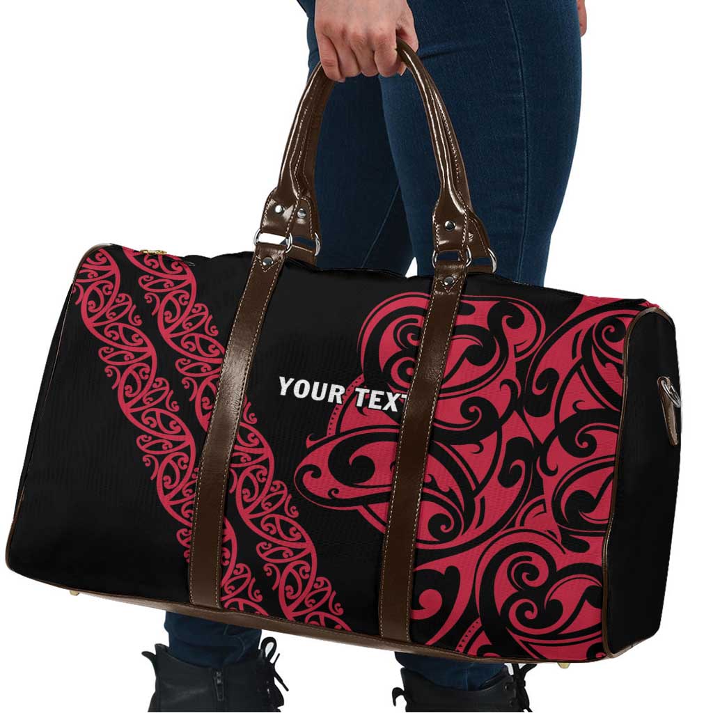 All Black Maori Tribal Tattoo Personalised Travel Bag Classic Red Polynesian Style - Polynesian Pride
