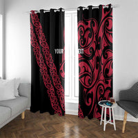 All Black Maori Tribal Tattoo Personalised Window Curtain Classic Red Polynesian Style - Polynesian Pride