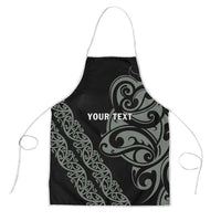 All Black Maori Tribal Tattoo Personalised Apron Moss Green Polynesian Style - Polynesian Pride