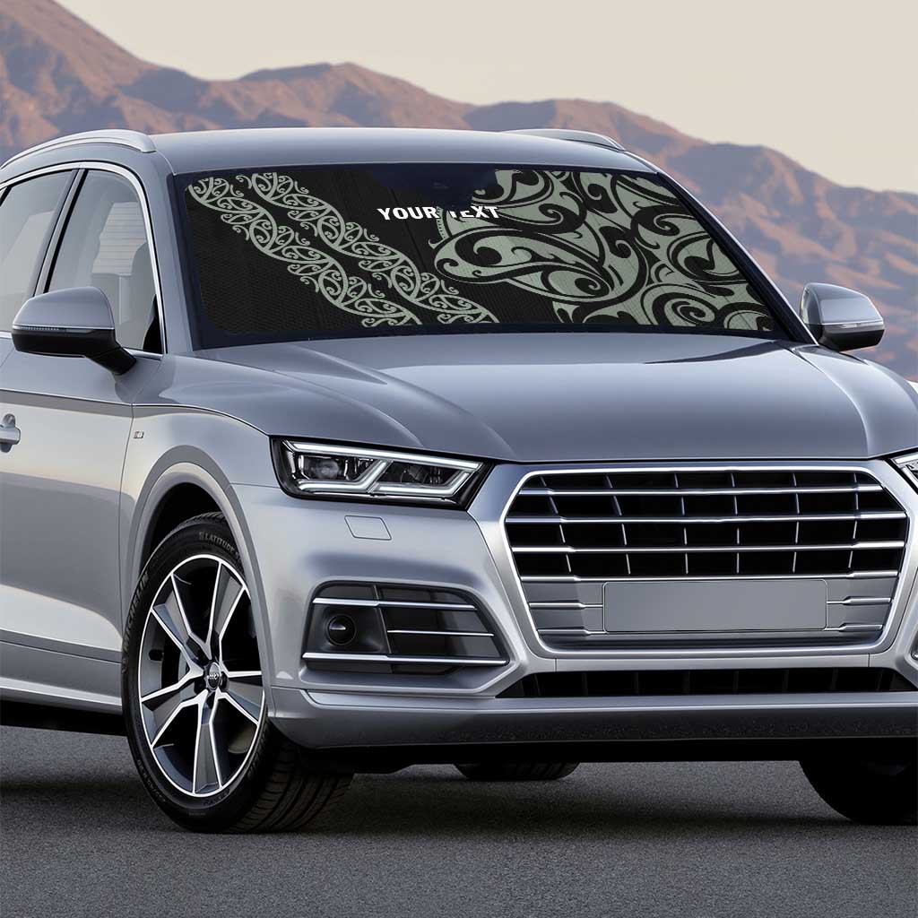 All Black Maori Tribal Tattoo Personalised Auto Sun Shade Moss Green Polynesian Style - Polynesian Pride