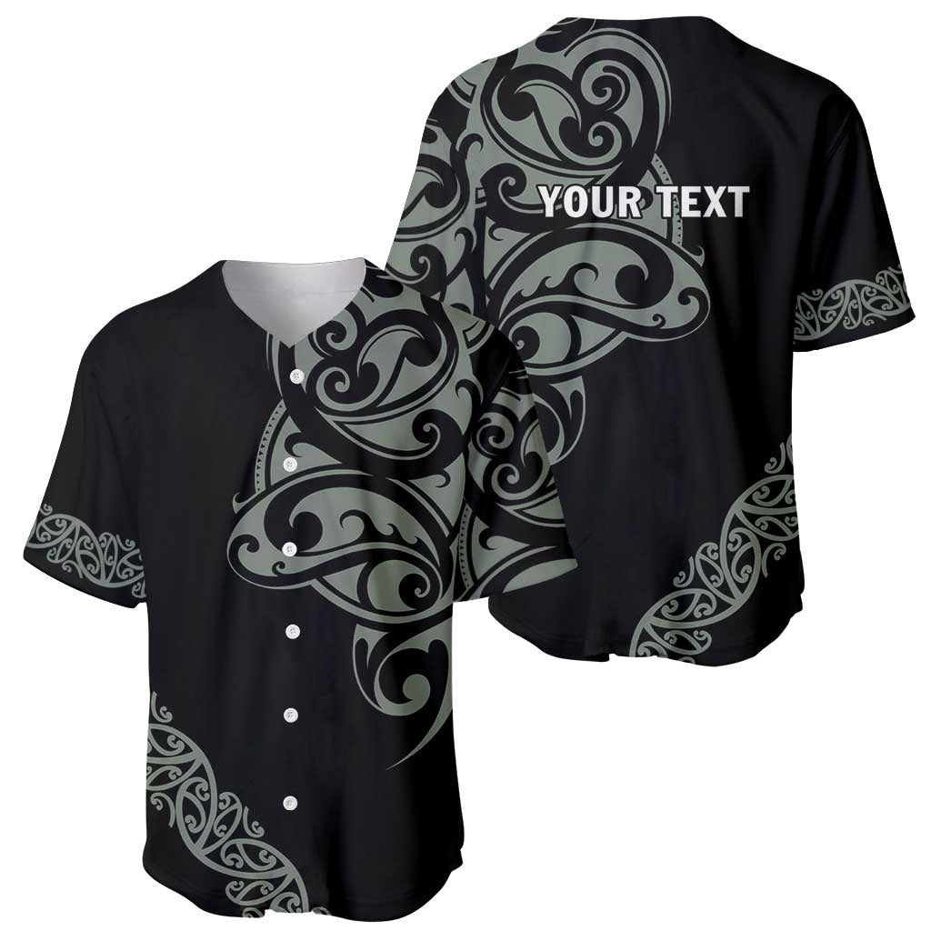 All Black Maori Tribal Tattoo Personalised Baseball Jersey Moss Green Polynesian Style - Polynesian Pride