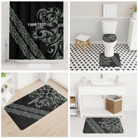 All Black Maori Tribal Tattoo Personalised Bathroom Set Moss Green Polynesian Style - Polynesian Pride