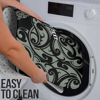 All Black Maori Tribal Tattoo Personalised Bathroom Set Moss Green Polynesian Style - Polynesian Pride