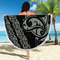 All Black Maori Tribal Tattoo Personalised Beach Blanket Moss Green Polynesian Style - Polynesian Pride