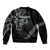 All Black Maori Tribal Tattoo Personalised Bomber Jacket Moss Green Polynesian Style LT9 - Polynesian Pride