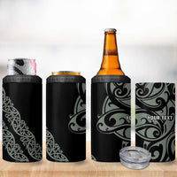 All Black Maori Tribal Tattoo Personalised 4 in 1 Can Cooler Tumbler Moss Green Polynesian Style - Polynesian Pride