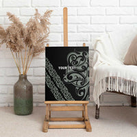 All Black Maori Tribal Tattoo Personalised Canvas Wall Art Moss Green Polynesian Style LT9 - Polynesian Pride