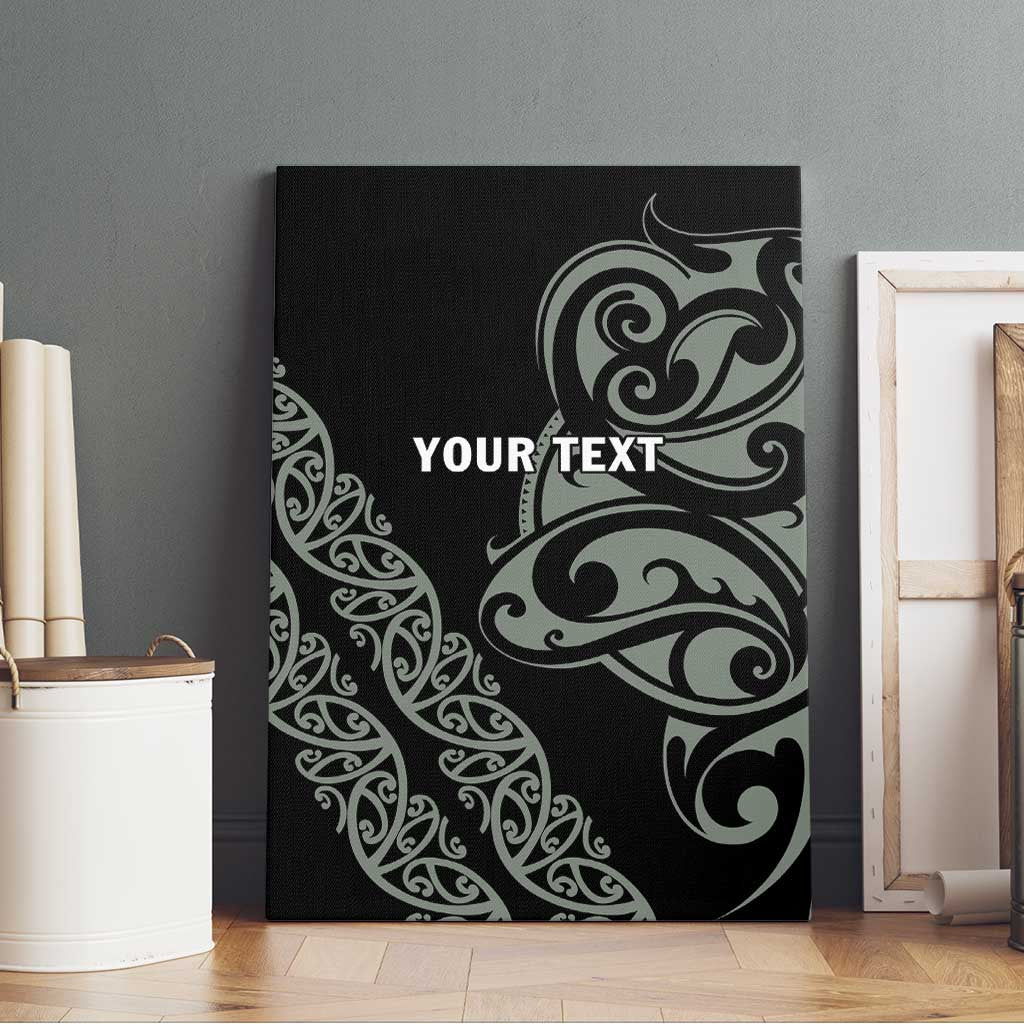 All Black Maori Tribal Tattoo Personalised Canvas Wall Art Moss Green Polynesian Style LT9 - Polynesian Pride