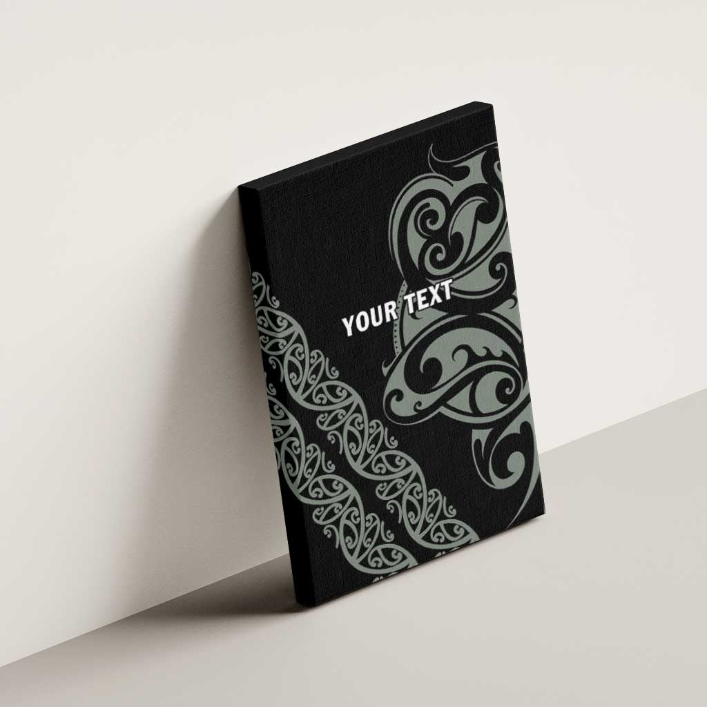 All Black Maori Tribal Tattoo Personalised Canvas Wall Art Moss Green Polynesian Style LT9 - Polynesian Pride