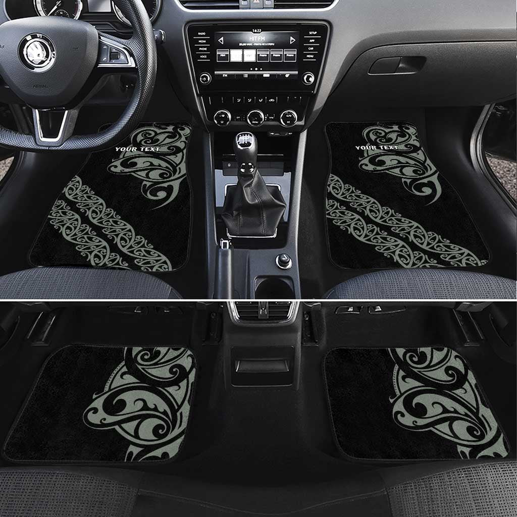 All Black Maori Tribal Tattoo Personalised Car Mats Moss Green Polynesian Style - Polynesian Pride