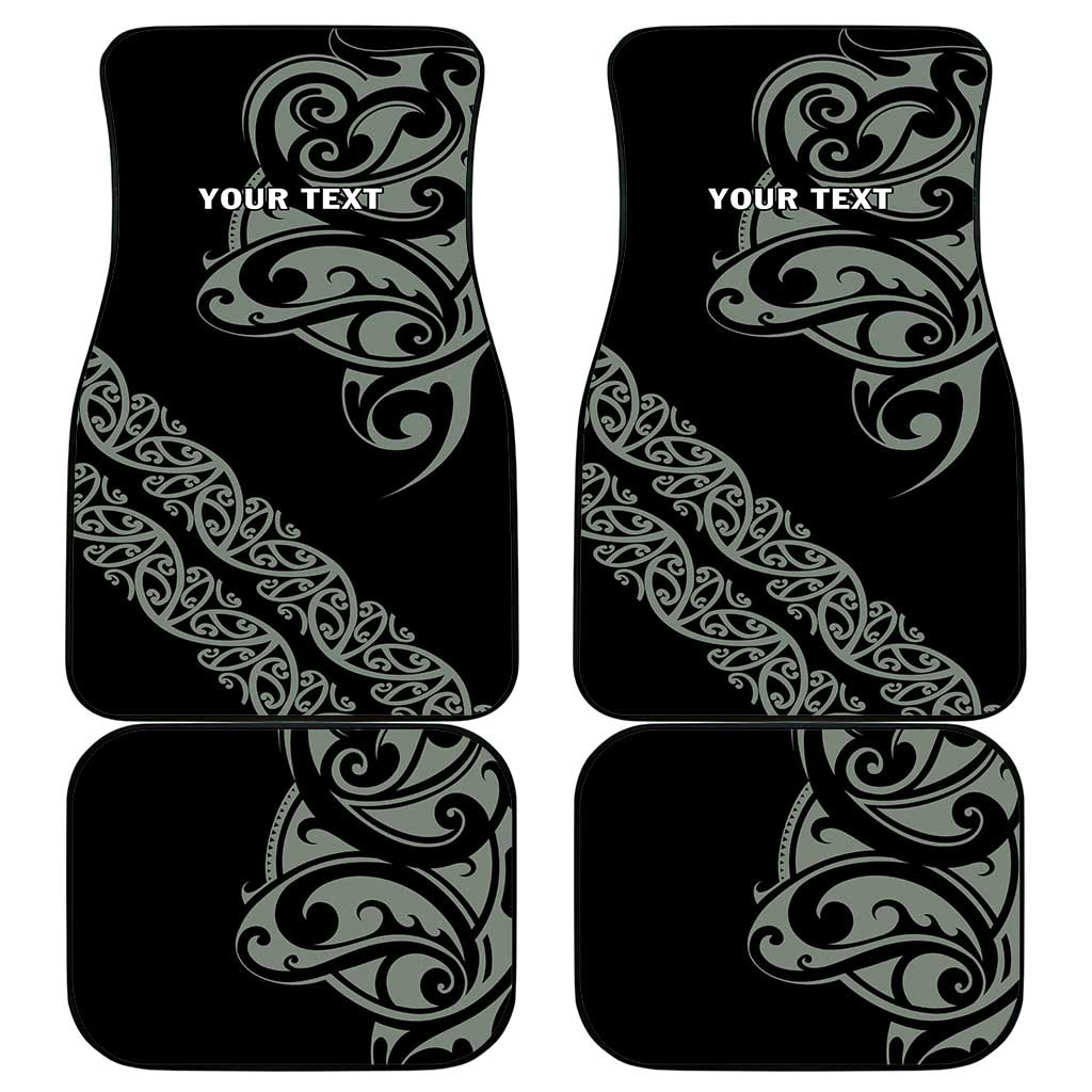 All Black Maori Tribal Tattoo Personalised Car Mats Moss Green Polynesian Style - Polynesian Pride