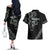 All Black Maori Tribal Tattoo Personalised Couples Matching Off The Shoulder Long Sleeve Dress and Hawaiian Shirt Moss Green Polynesian Style - Polynesian Pride