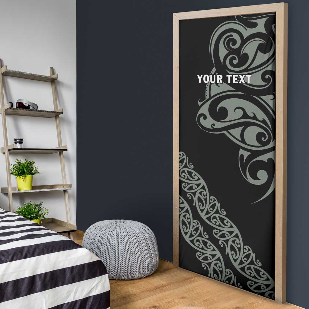 All Black Maori Tribal Tattoo Personalised Door Cover Moss Green Polynesian Style - Polynesian Pride