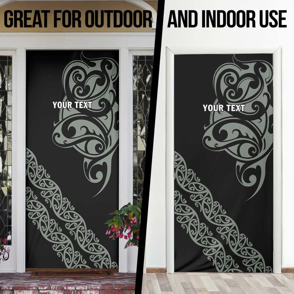 All Black Maori Tribal Tattoo Personalised Door Cover Moss Green Polynesian Style - Polynesian Pride