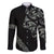 All Black Maori Tribal Tattoo Personalised Family Matching Off The Shoulder Long Sleeve Dress and Hawaiian Shirt Moss Green Polynesian Style - Polynesian Pride