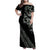 All Black Maori Tribal Tattoo Personalised Family Matching Off Shoulder Maxi Dress and Hawaiian Shirt Moss Green Polynesian Style - Polynesian Pride