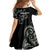 All Black Maori Tribal Tattoo Personalised Family Matching Off Shoulder Short Dress and Hawaiian Shirt Moss Green Polynesian Style - Polynesian Pride
