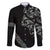 All Black Maori Tribal Tattoo Personalised Family Matching Off Shoulder Short Dress and Hawaiian Shirt Moss Green Polynesian Style - Polynesian Pride
