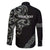 All Black Maori Tribal Tattoo Personalised Family Matching Off Shoulder Short Dress and Hawaiian Shirt Moss Green Polynesian Style - Polynesian Pride