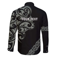 All Black Maori Tribal Tattoo Personalised Family Matching Puletasi and Hawaiian Shirt Moss Green Polynesian Style LT9 - Polynesian Pride