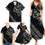 All Black Maori Tribal Tattoo Personalised Family Matching Summer Maxi Dress and Hawaiian Shirt Moss Green Polynesian Style - Polynesian Pride