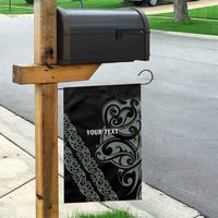 All Black Maori Tribal Tattoo Personalised Garden Flag Moss Green Polynesian Style - Polynesian Pride