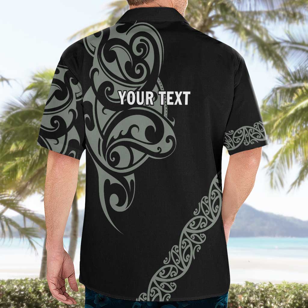 All Black Maori Tribal Tattoo Personalised Hawaiian Shirt Moss Green Polynesian Style - Polynesian Pride