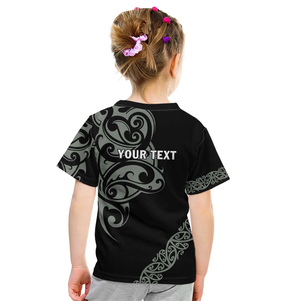 All Black Maori Tribal Tattoo Personalised Kid T Shirt Moss Green Polynesian Style LT9 - Polynesian Pride