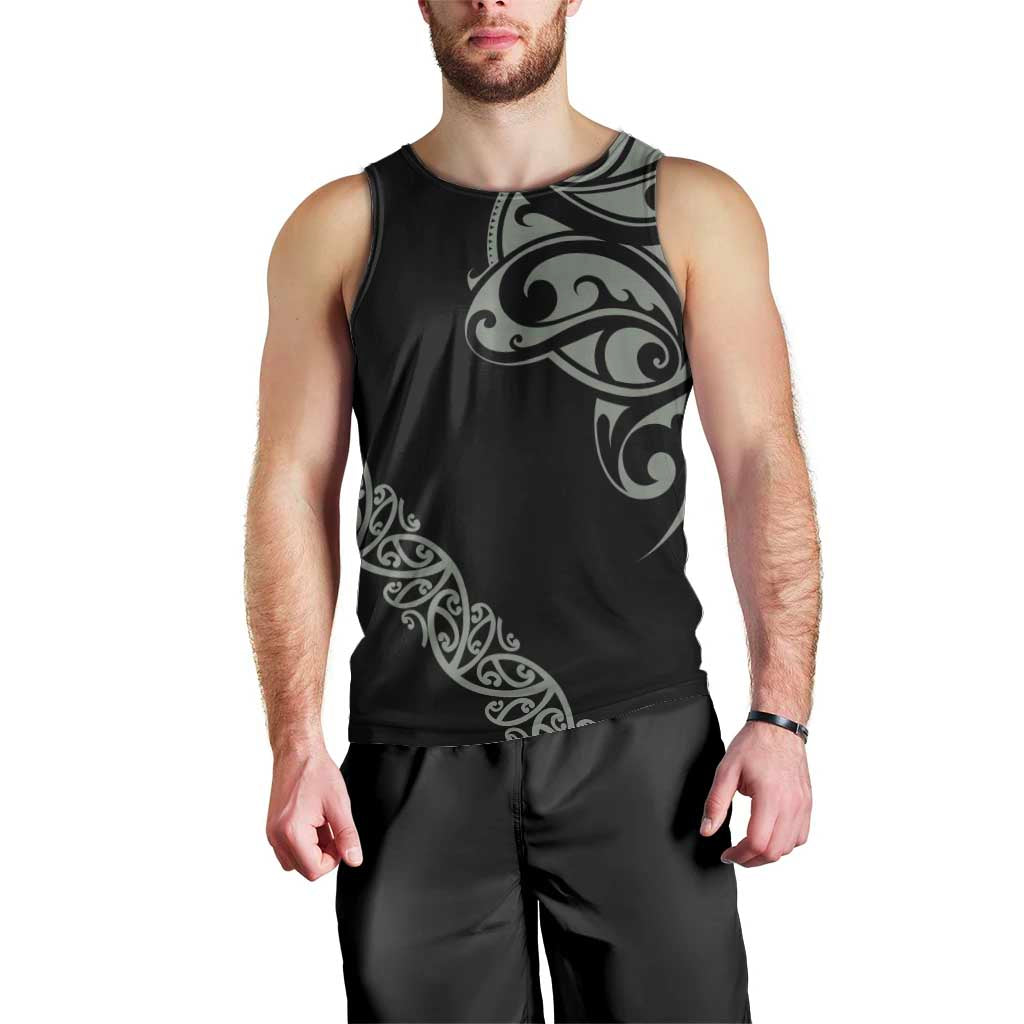 All Black Maori Tribal Tattoo Personalised Men Tank Top Moss Green Polynesian Style - Polynesian Pride