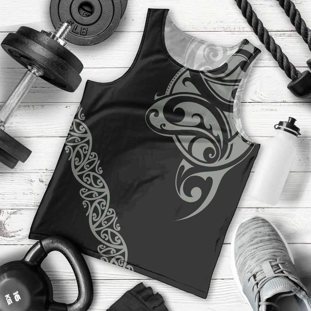 All Black Maori Tribal Tattoo Personalised Men Tank Top Moss Green Polynesian Style - Polynesian Pride