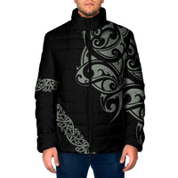 All Black Maori Tribal Tattoo Personalised Padded Jacket Moss Green Polynesian Style - Polynesian Pride