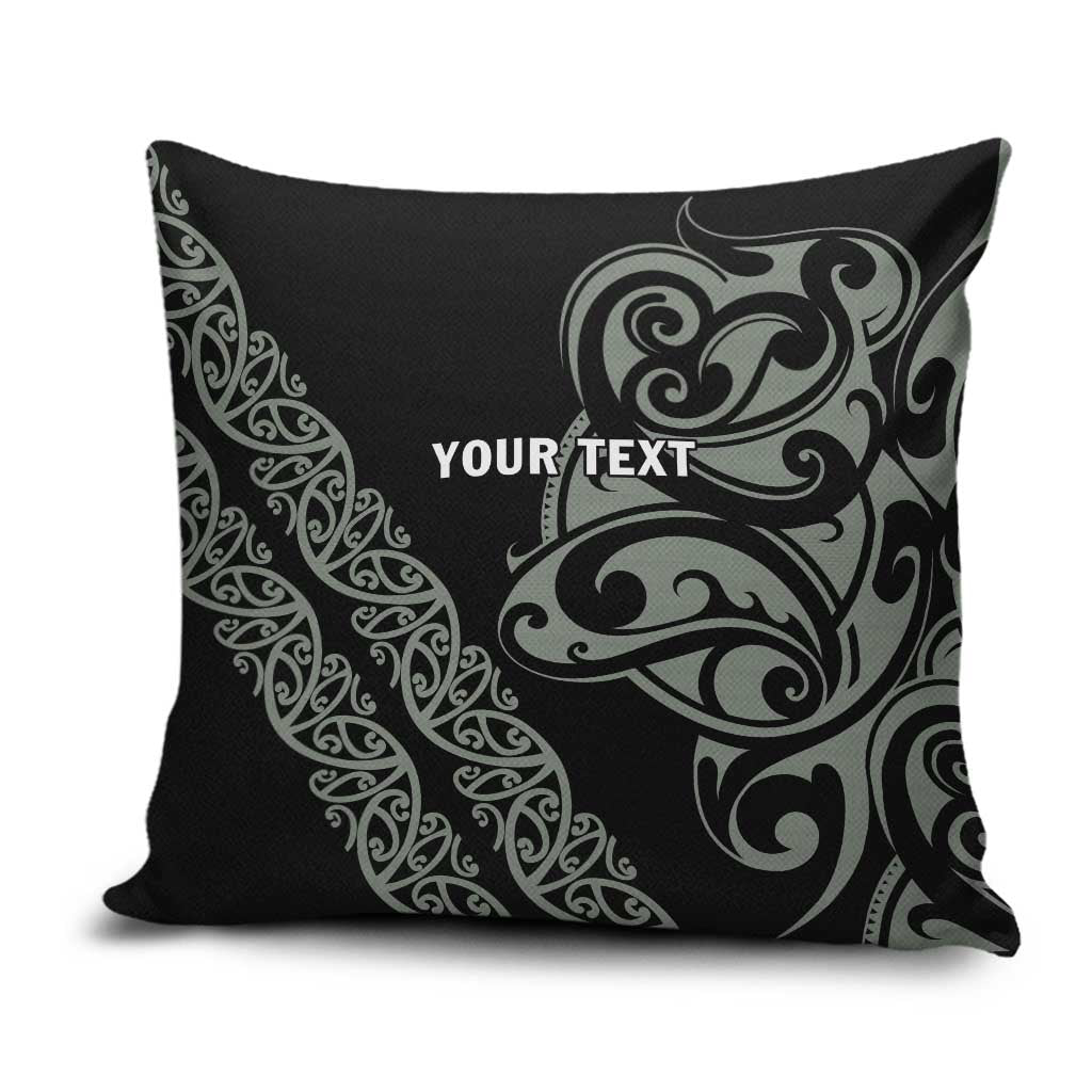 All Black Maori Tribal Tattoo Personalised Pillow Cover Moss Green Polynesian Style - Polynesian Pride