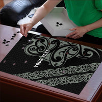 All Black Maori Tribal Tattoo Personalised Puzzle Moss Green Polynesian Style - Polynesian Pride