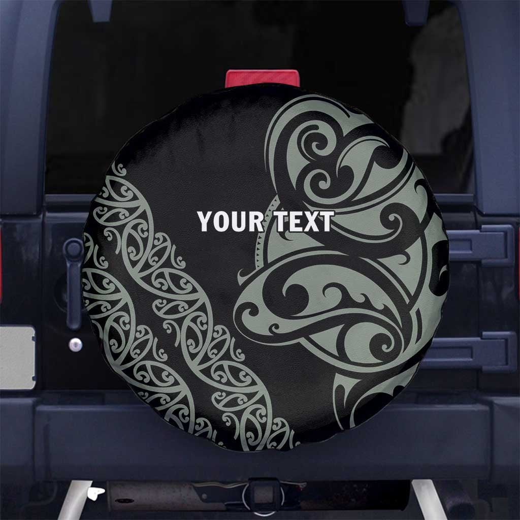 All Black Maori Tribal Tattoo Personalised Spare Tire Cover Moss Green Polynesian Style LT9 No hole Green - Polynesian Pride