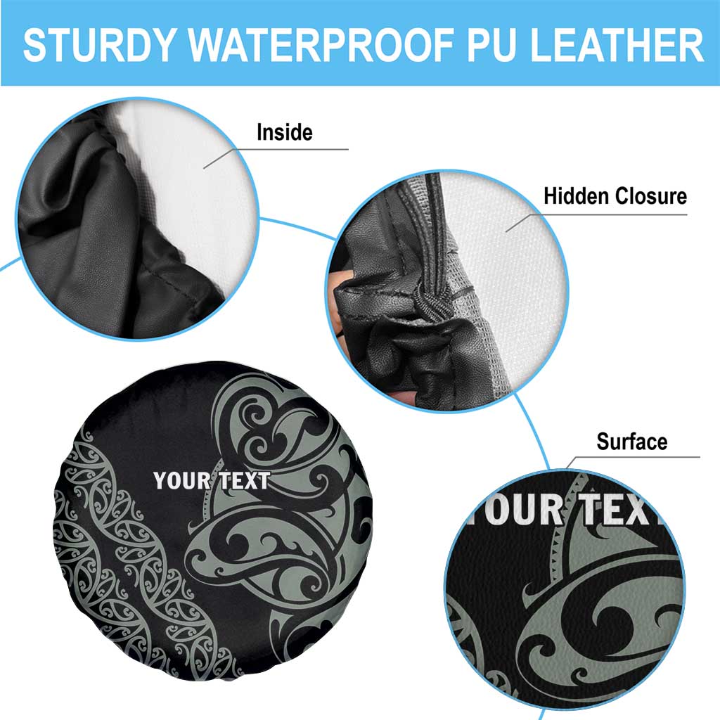 All Black Maori Tribal Tattoo Personalised Spare Tire Cover Moss Green Polynesian Style LT9 - Polynesian Pride