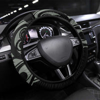 All Black Maori Tribal Tattoo Steering Wheel Cover Moss Green Polynesian Style LT9 Universal Fit Green - Polynesian Pride