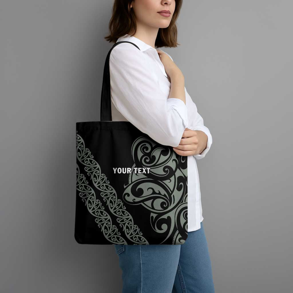 All Black Maori Tribal Tattoo Personalised Tote Bag Moss Green Polynesian Style - Polynesian Pride