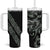 All Black Maori Tribal Tattoo Personalised Tumbler With Handle Moss Green Polynesian Style - Polynesian Pride