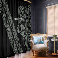 All Black Maori Tribal Tattoo Personalised Window Curtain Moss Green Polynesian Style - Polynesian Pride