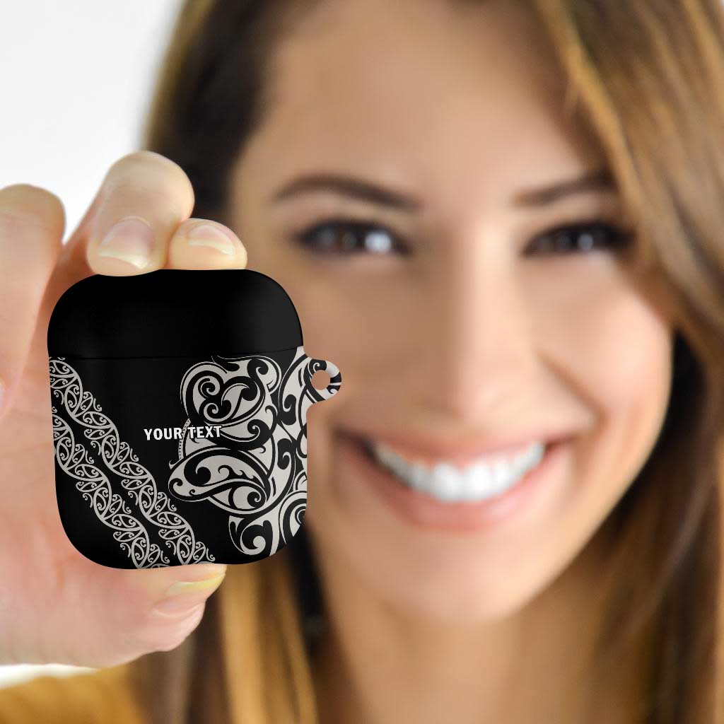 All Black Maori Tribal Tattoo Personalised AirPods Case Stone Gray Polynesian Style - Polynesian Pride