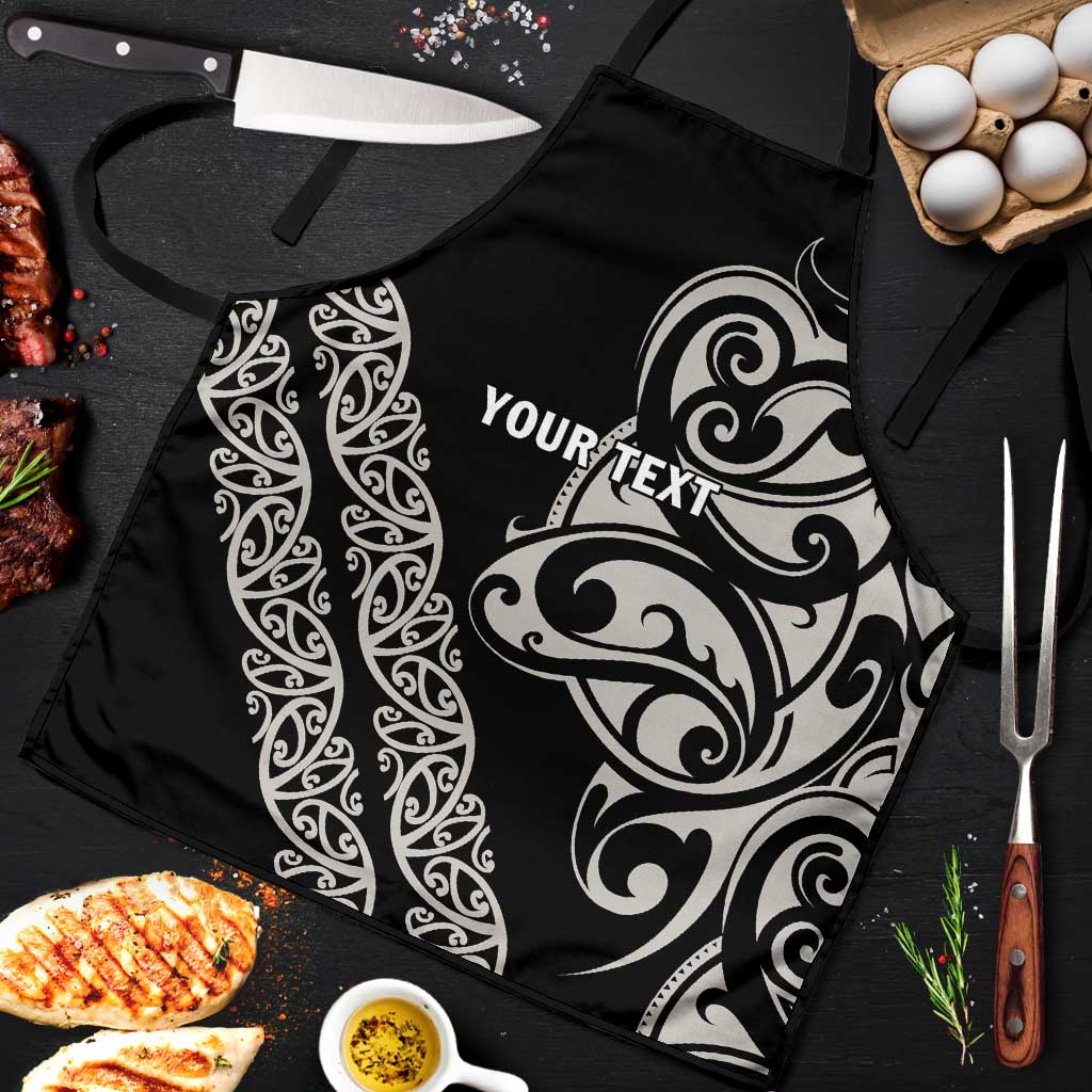All Black Maori Tribal Tattoo Personalised Apron Stone Gray Polynesian Style - Polynesian Pride