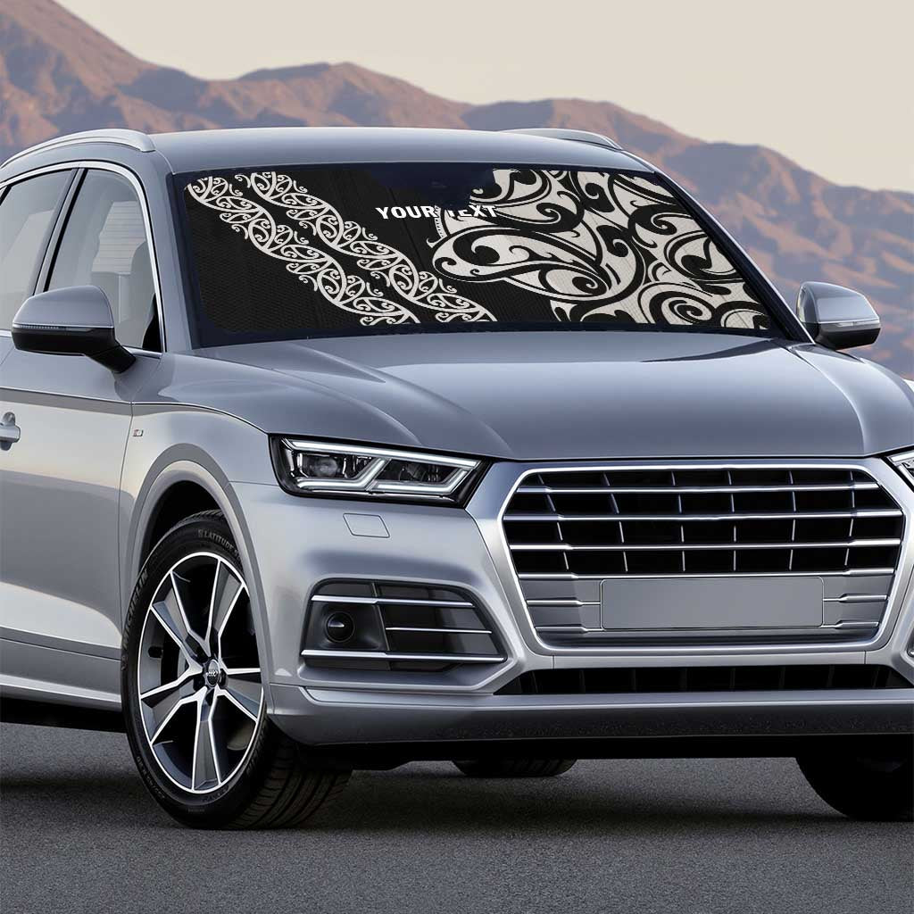 All Black Maori Tribal Tattoo Personalised Auto Sun Shade Stone Gray Polynesian Style - Polynesian Pride