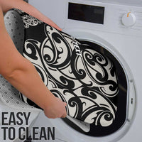 All Black Maori Tribal Tattoo Personalised Bathroom Set Stone Gray Polynesian Style - Polynesian Pride