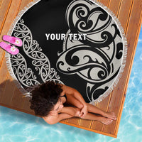 All Black Maori Tribal Tattoo Personalised Beach Blanket Stone Gray Polynesian Style - Polynesian Pride