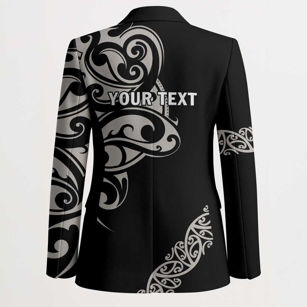 All Black Maori Tribal Tattoo Personalised Blazer Stone Gray Polynesian Style - Polynesian Pride
