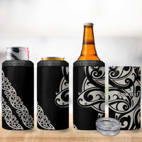 All Black Maori Tribal Tattoo Personalised 4 in 1 Can Cooler Tumbler Stone Gray Polynesian Style - Polynesian Pride
