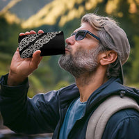 All Black Maori Tribal Tattoo Personalised 4 in 1 Can Cooler Tumbler Stone Gray Polynesian Style - Polynesian Pride